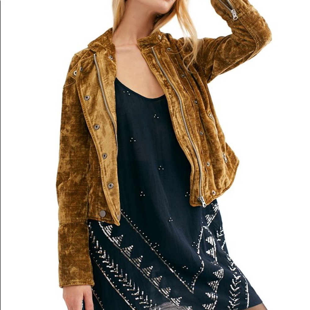 Free People Dusk Till Dawn Velvet Moto Jacket